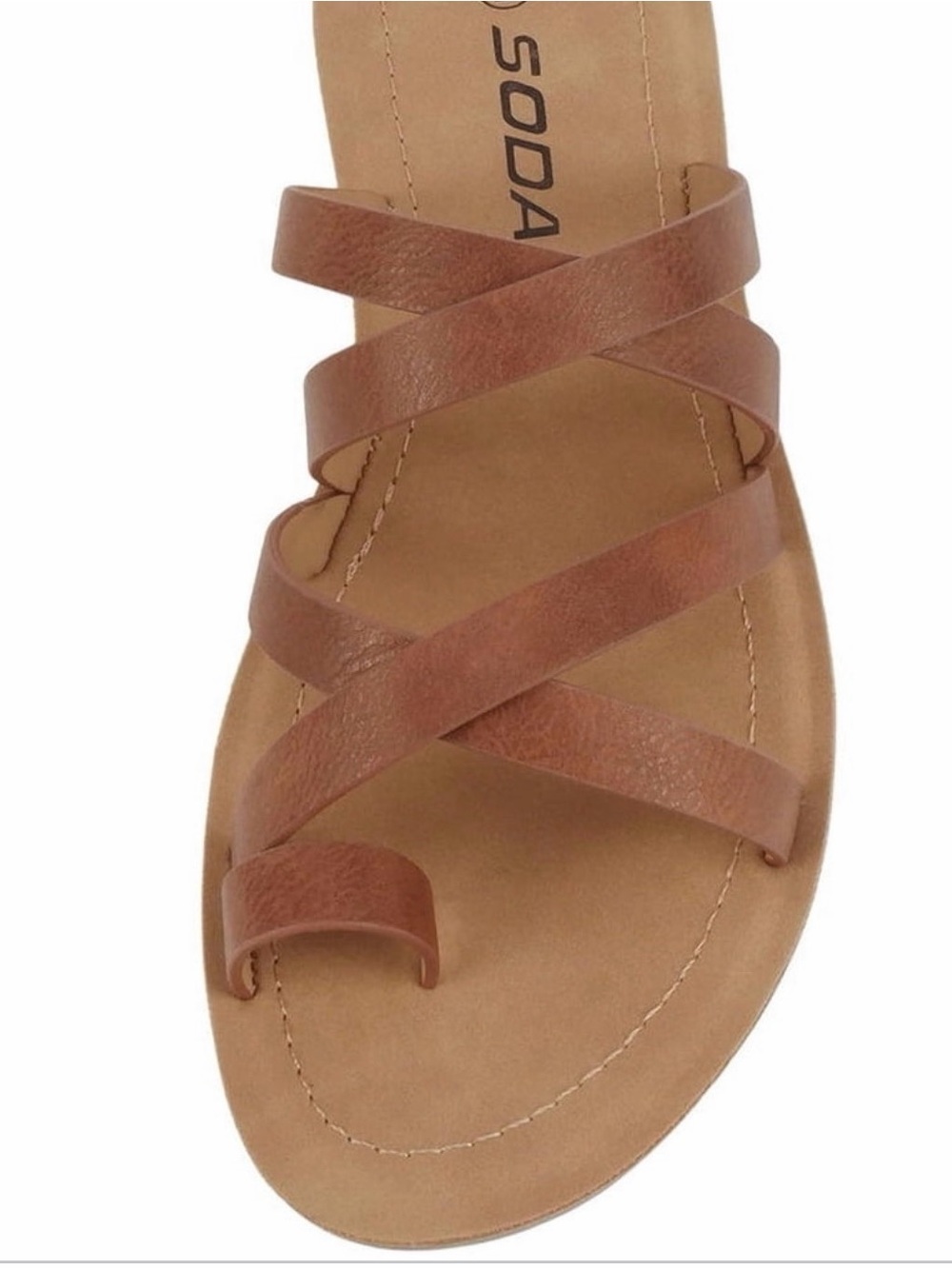 NWOT Soda Tan Crisscross Toe-Ring Slide Sandal - 8